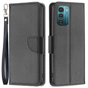 Pattintható tok a Nokia G11 / G21, Litchi Wallet Case, fekete