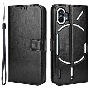 Pattintható tok a Nothing Phone 1 5G, Crazy Horse Wallet, fekete