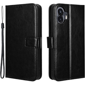 Pattintható tok a Nothing Phone 2, Crazy Horse Wallet, fekete