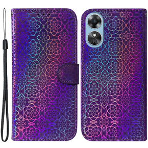 Pattintható tok a Oppo A17, Wallet mandala, lila