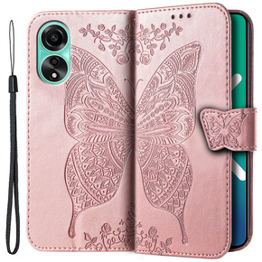 Pattintható tok a Oppo A58 4G, Butterfly, rózsaszín rose gold