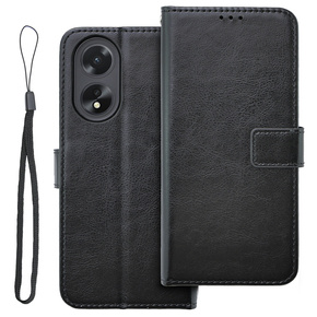 Pattintható tok a Oppo A58 4G, Crazy Horse Wallet, fekete