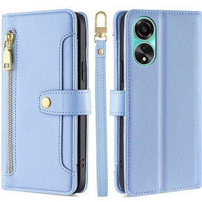 Pattintható tok a Oppo A78 4G, Wallet Zipper Pocket, kék