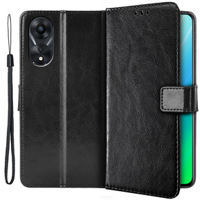 Pattintható tok a Oppo A78 5G, Crazy Horse Wallet, fekete