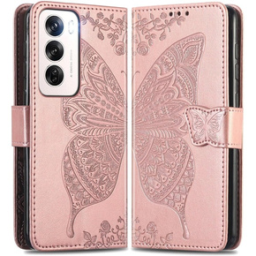 Pattintható tok a Oppo Reno 12 Pro, Butterfly, rózsaszín rose gold