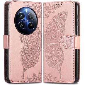 Pattintható tok a Realme 12 Pro 5G / 12 Pro+ 5G, Butterfly, rózsaszín rose gold