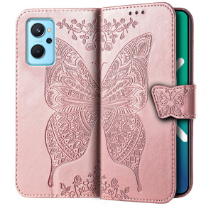 Pattintható tok a Realme 9i / Oppo A96, Butterfly, rózsaszín rose gold