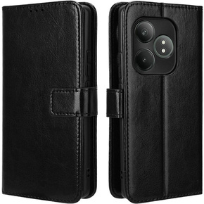 Pattintható tok a Realme GT 6 / 6T, Crazy Horse Wallet, fekete