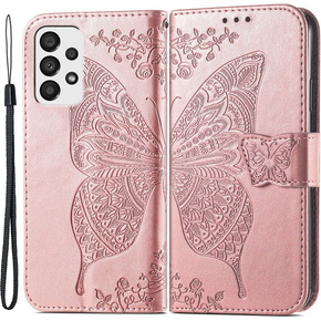 Pattintható tok a Samsung Galaxy A33 5G, Butterfly, rózsaszín rose gold