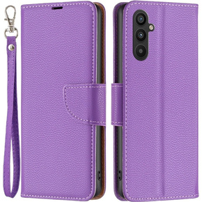 Pattintható tok a Samsung Galaxy A34 5G, Wallet Litchi Magnet, lila