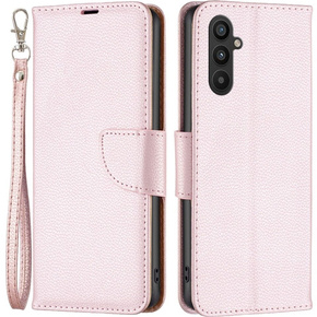 Pattintható tok a Samsung Galaxy A34 5G, Wallet Litchi Magnet, rózsaszín rose gold