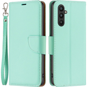 Pattintható tok a Samsung Galaxy A34 5G, Wallet Litchi Magnet, zöld