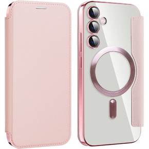 Pattintható tok a Samsung Galaxy S23 FE, RFID Wallet MagSafe CamShield, rózsaszín