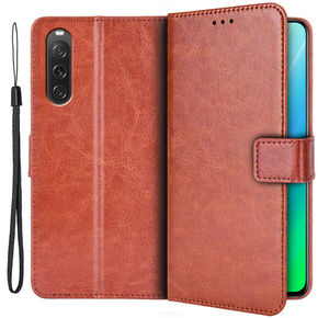 Pattintható tok a Sony Xperia 10 V, Crazy Horse Wallet, barna