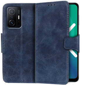 Pattintható tok a Xiaomi 11T / 11T Pro, Split Leather Wallet, kék