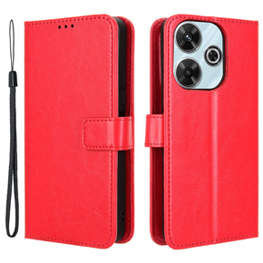 Pattintható tok a Xiaomi Redmi 13, Crazy Horse Wallet, piros