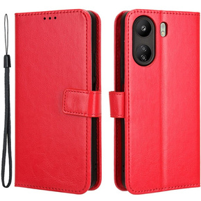 Pattintható tok a Xiaomi Redmi 13C / Poco C65, Crazy Horse Wallet, piros