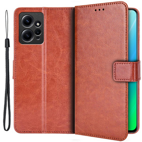 Pattintható tok a Xiaomi Redmi Note 12 4G, Crazy Horse Wallet, barna