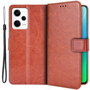 Pattintható tok a Xiaomi Redmi Note 12 5G / POCO X5 5G, Crazy Horse Wallet, barna