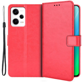 Pattintható tok a Xiaomi Redmi Note 12 5G / POCO X5 5G, Crazy Horse Wallet, piros