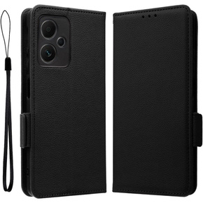 Pattintható tok a Xiaomi Redmi Note 12 5G / POCO X5 5G, Wallet Litchi Magnet, fekete