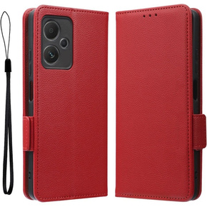 Pattintható tok a Xiaomi Redmi Note 12 5G / POCO X5 5G, Wallet Litchi Magnet, piros