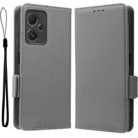 Pattintható tok a Xiaomi Redmi Note 12 5G / POCO X5 5G, Wallet Litchi Magnet, szürke