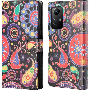 Pattintható tok a Xiaomi Redmi Note 12S, Wallet, colorful jellyfish, fekete