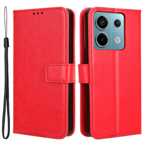 Pattintható tok a Xiaomi Redmi Note 13 Pro 5G, Crazy Horse Wallet, piros