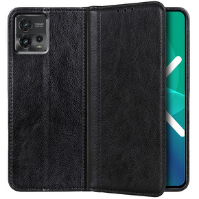 Telefontok a Motorola Moto G72 4G, Wallet Litchi Leather, fekete