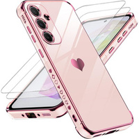 Telefontok a Samsung Galaxy A54 5G, Electro heart, rózsaszín rose gold + 2x üveg 9H