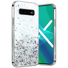 Telefontok a Samsung Galaxy S10 Plus, Glittery, átlátszó