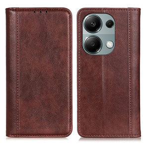 Telefontok a Xiaomi Redmi Note 13 Pro 4G, Wallet Litchi Leather, barna