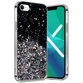 Telefontok a iPhone 7/8/SE 2020/SE 2022, Glittery, fekete