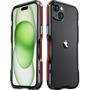 Teletok LUPHIE iPhone 15 Plus-hoz, Armor Bumper, fekete / piros