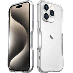 Teletok LUPHIE iPhone 15 Pro-hoz, Armor Bumper, ezüst