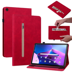 Tok Lenovo Tab M10 10.1 Gen 3, Wallet Pen Slot, piros