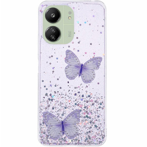 Tok Xiaomi Redmi 13C / Poco C65, Glitter Butterfly, lila