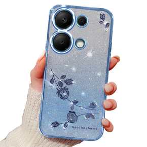 Tok Xiaomi Redmi Note 13 Pro 4G, Glitter Flower, kék