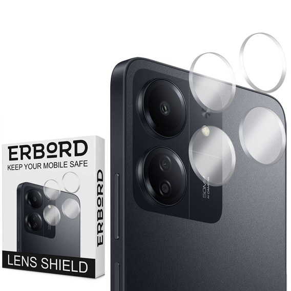 2x ERBORD edzett üveg a kamera számára, hogy Xiaomi Redmi 13C / Poco C65, átlátszó