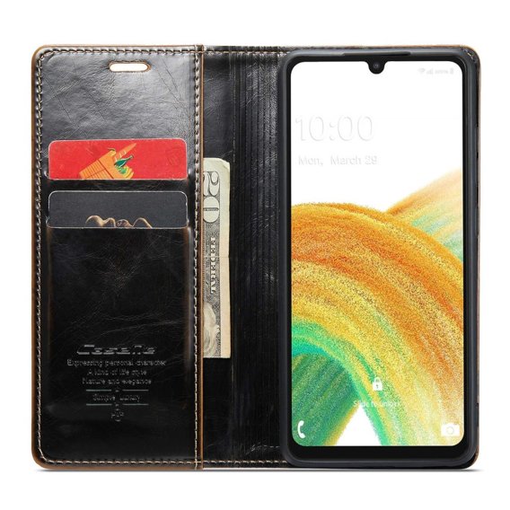 CASEME flip tok Samsung Galaxy A33 5G, Waxy Textured, kávé