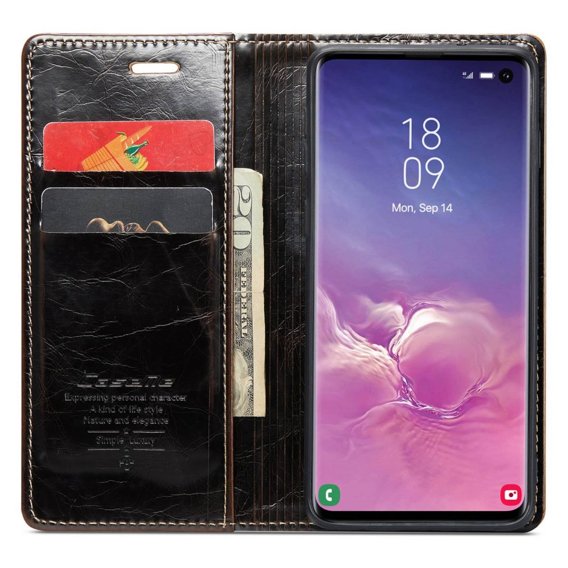 CASEME flip tok Samsung Galaxy S10+ Plus, Waxy Textured, kávé