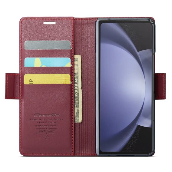 CASEME flip tok Samsung Galaxy Z Fold6 5G, Litchi Wallet, piros