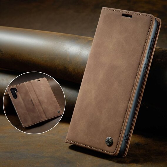 CASEME tok Huawei P30 Pro, Leather Wallet Case, barna