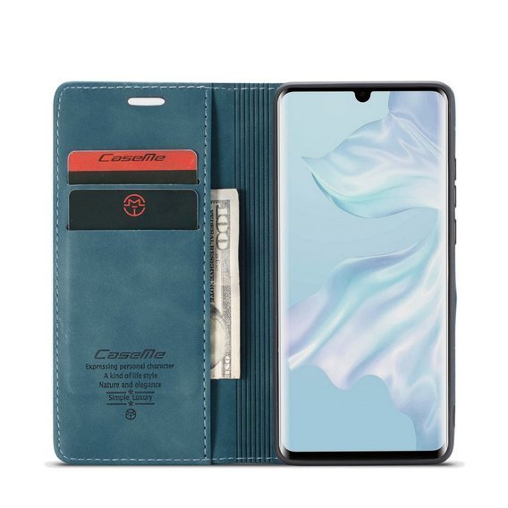 CASEME tok Huawei P30 Pro, Leather Wallet Case, kék