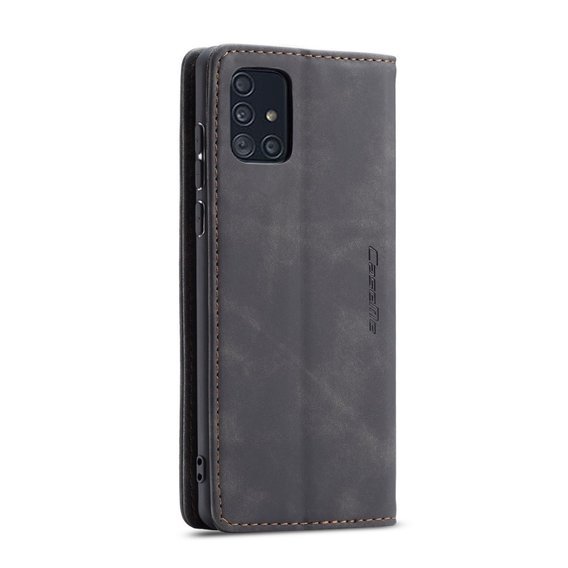 CASEME tok Samsung Galaxy A71, Leather Wallet Case, fekete