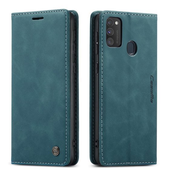 CASEME tok Samsung Galaxy M21, Leather Wallet Case, kék