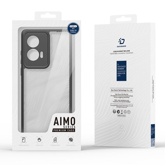 DuxDucis tok Motorola Edge 50 Fusion 5G, Aimo case, átlátszó / fekete