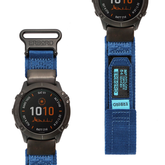 ERBORD Quickfit Nylon heveder a Garmin Fenix 5X/6X/6X PRO/7X, kék