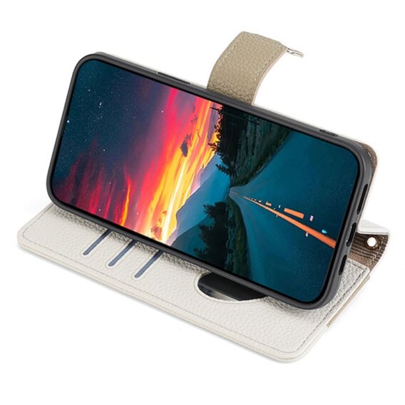 Flip tok Samsung Galaxy A05s, Wallet Zipper Pocket, tükörrel, fehér